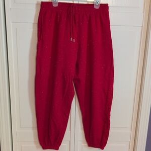 Pink By Victoria's Secret Campus Fleece Red Sparkle Sweatpants Size L